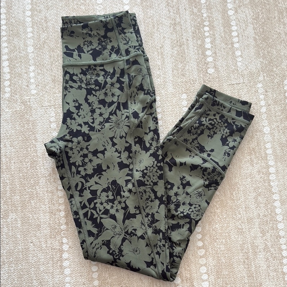 lululemon athletica Green Floral Leggings